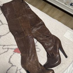 Vintage Report Signature Leather Thigh High Boots 
