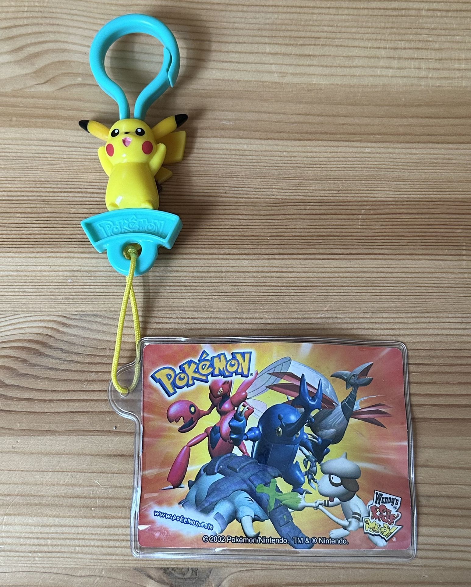 2002 Pokémon Pikachu Wendy’s Kids Meal Backpack Clip Toy w/ Treecko Card 14/15