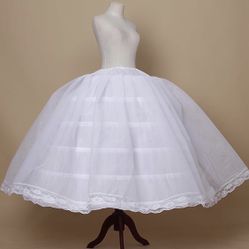 Women Puffy Crinoline Petticoat 6 Hoop 2 Tulle Layers Skirt Slips Long Underskirt for Quinceanera