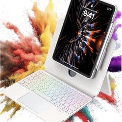 7-Color Backlit Magnetic Keyboard Case for iPad Pro 13” M4/M5 - White