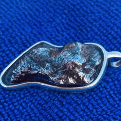 Campo Del Cielo Meteorite Pendant Set In Sterling Silver 