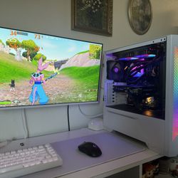 White Gaming Pc Computer Desktop RTX 3050 / Ryzen 7 2700