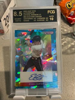 2023 Leaf Vivid Evan Carter Crystal Rainbow 1/1 Autograph