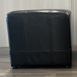 Pair of Black Leather Ottomans – Cube Stools / Footrests”