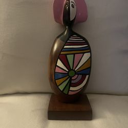 Frank Coronado, small wooden statue, totem, Madonna 
