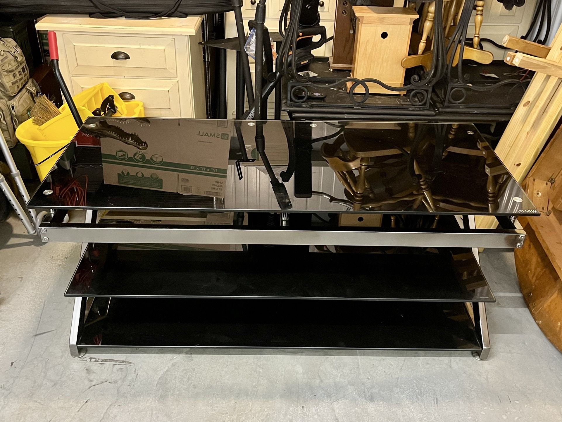 Tempered Glass and Metal TV Stand Entertainment Center 55” - Very solid piece