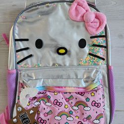 Hello Hello Kitty Large
16" Backpack pink/silver W/ Ears And
Glitter