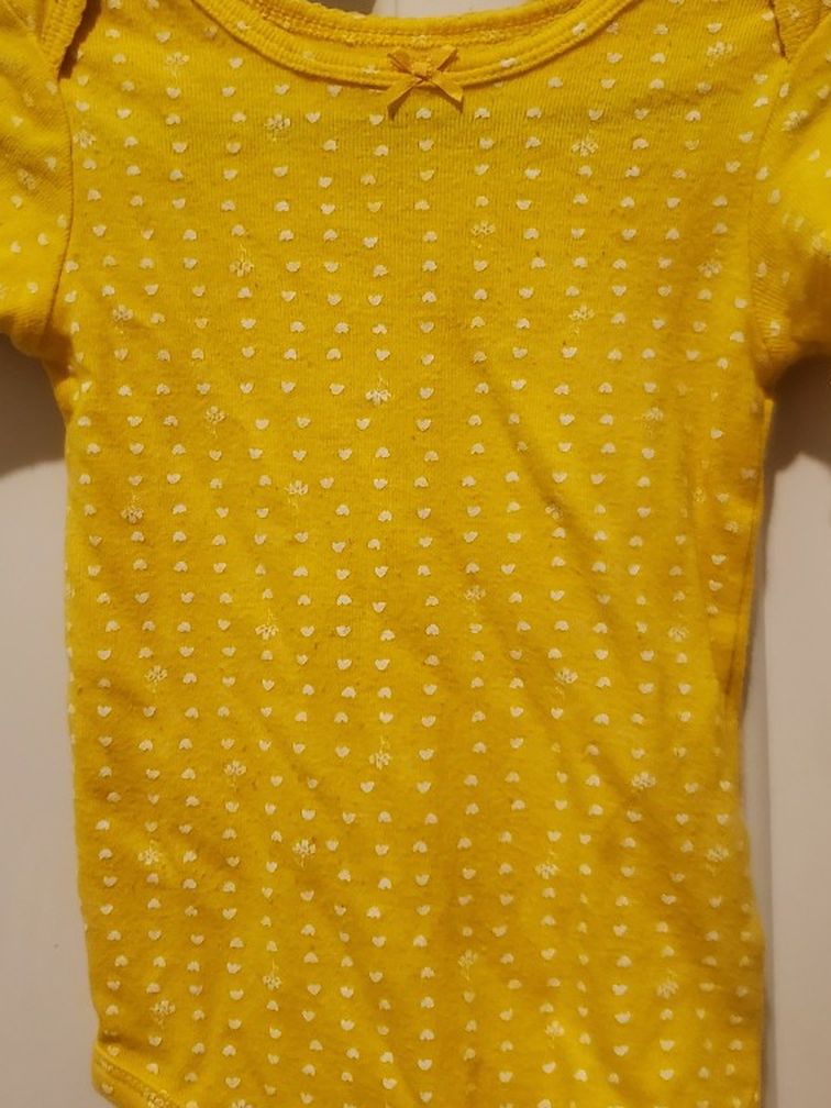 Baby 6-12 Months Cute Heart Polka Dot Yellow Onesie