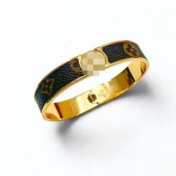 14k Gold Plated Titanium Steel Bangle Bracelet 