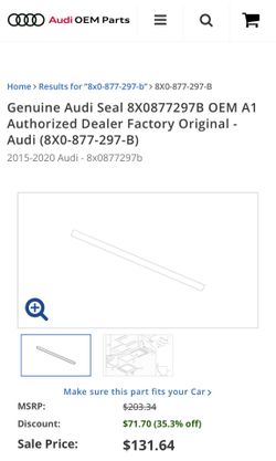 2015-2018 Audi S3/A3 sunroof glass seal
