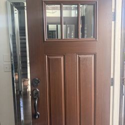 Wood Fireproof Front Door with Glass Windows