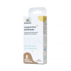 Kidamento Instant Print Thermal Paper Refill Set for Model P, 3 Regular & 2 Adhesive Rolls