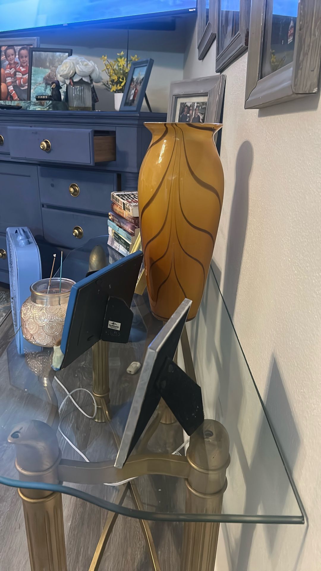 20 Inch Yellow Gold Glass Vase