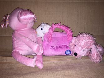 Pink plush animal collection 4pc