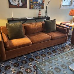 Burnt Orange Vintage Velvet Couch And Loveseat
