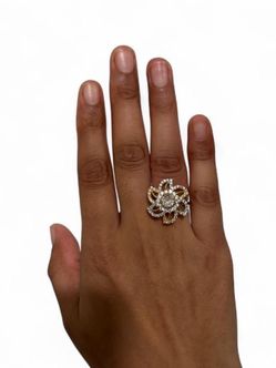 New | Pakistani Gold Flower AD Adjustable Ring