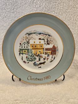 Wedgwood for Avon 1980 Christmas Plate 8th Edition "Country Christmas"