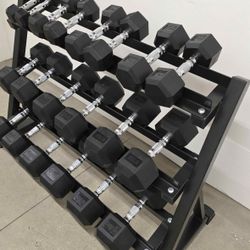 NEW DUMBBELL SET 5-50 WITH RACK 