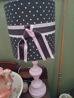 Girls pink polka dot designer lamp