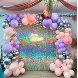 Iridescent Silver Shimmer Backdrop 36 Panel 6ftX6ft For Sale New 