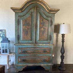 Antique Big Heavy Hand Painted Armoire