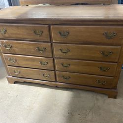 “Dixie” Vintage Maple Hardwood 8 Drawer Dress With Matching Mirror