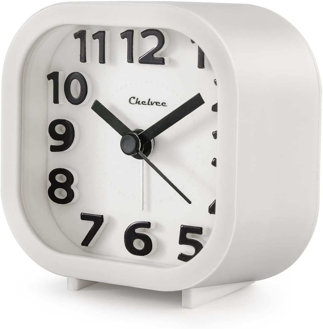 Alarm Clock, Chelvee 2” Quartz Analog Travel Alarm Clock with Night Light, Ultra Small, Silent with No Ticking (White) Condition is New.