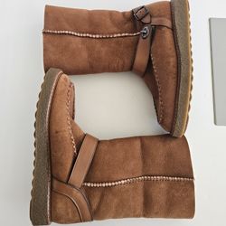 Coach Moto Shearling Women Size 8.5 Winter Boot Turn Lock Harness Suede