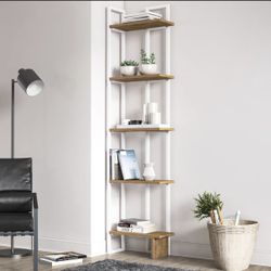 White & Oak Corner Bookcase (71"H)