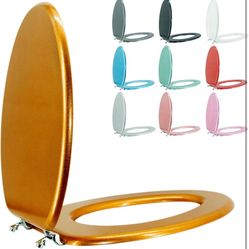 Elongated Toilet Seat Wood Toilet Seat Prevent Shifting with Zinc Alloy Hinges American Standard Size Toilet Seat Easy to Install also Easy to Clean(E