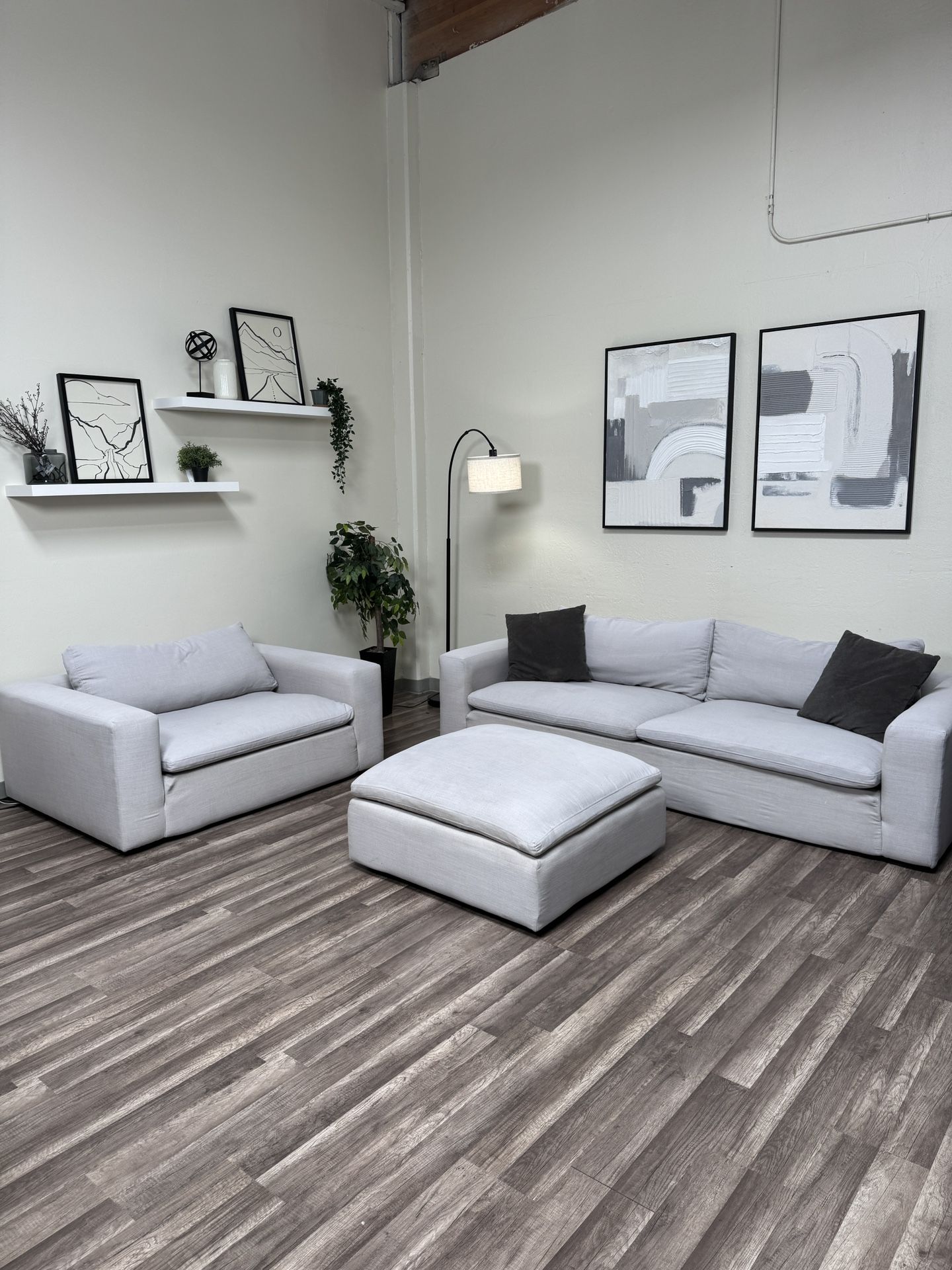 FREE DELIVERY Gray Sectional Couch Ottoman