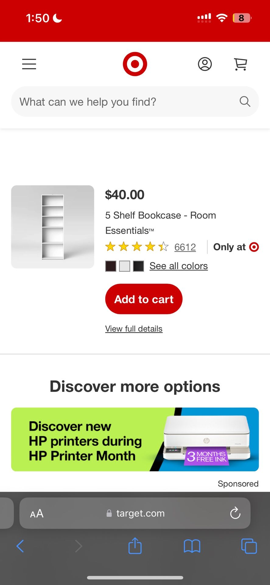 TARGET 5 SHELF BOOKSHELF
