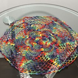Round 14” Multicolor Handmade Cotton Crochet Doilies 