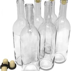 Bottles with Corks, Clear, 750ml - Pack of 6

