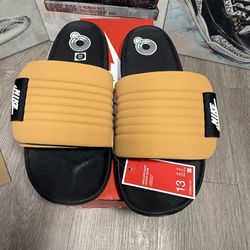 Brand New Nike Offcourt Adjust Slides Sandals Flax Brown Black Mens Sz 12