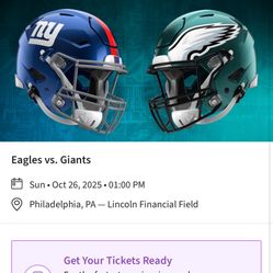Pair of Eagles Tickets New York Giants vs Philadelphia Eagles 