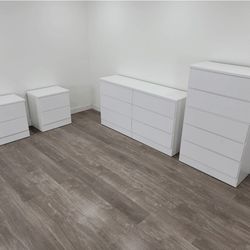 DRESSER, CHEST AND TWO NIGHTSTANDS 