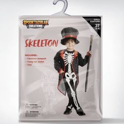 Spooktacular Creations Glow in the Dark Skeleton Costume for Kids, Halloween Skeleton Costume for Toddlers 3T 3-4 Years 