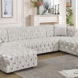 Coco Velvet White 3pc. Sectional (3 Boxes)

