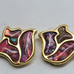 INSPIRATIONAL RED/PURPLE ABALONE GOLD POST 