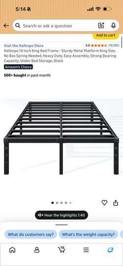 King bed frame 14in