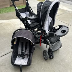 Double Stroller with Car Seat