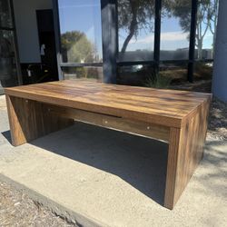 Coffee Table for Living Room, 47" Modern Farmhouse Coffee Table Rustic Brown