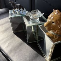 Set of 3 Decorative Mirrored Containers with Unique Lids