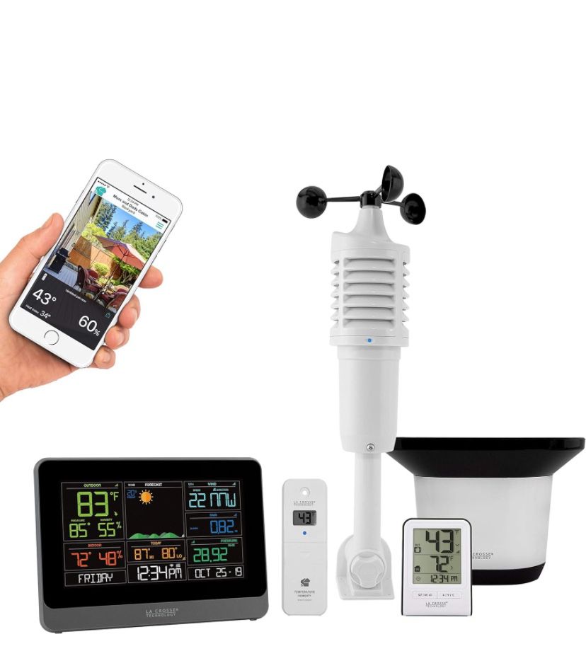La Crosse Technology C83100-INT WiFi Professional Weather Station, Indoor/Outdoor Temperature and Humidity with Included Thermo-Hygro Sensor