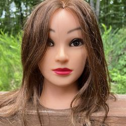 Cosmetology Mannequin Head With Medium Length Brown Hair 