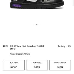 SIZE 8 Black Off White Dunks worth 500+ Deal negotiations 189 