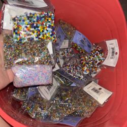 41 Bags Of Small Beads Different Small Sizes  Take All