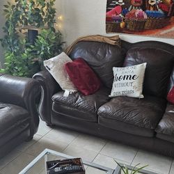 Leather Sofa and Chair