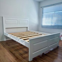 Queen Solid Wood Bed Frame $400